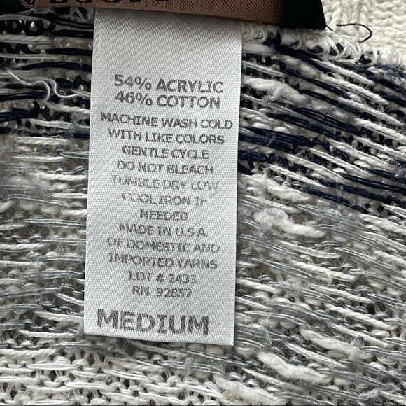 White Gray and Navy Blue Long Sleeve Open Cardigan Sweater Cotton Sweater size M - Picture 2 of 11